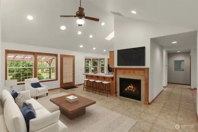 Virtually Staged Family Room.
