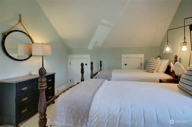 There is attic storage off this bedroom perfect for personal belongings.