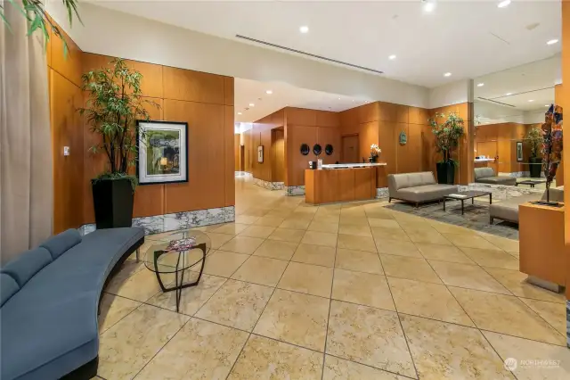 Gorgeous lobby to welcome you home with 24/7 concierge front desk staff.