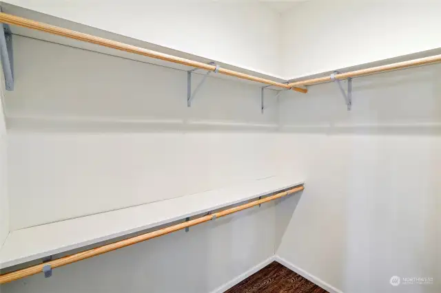 The roomy walk-in closet is just right!