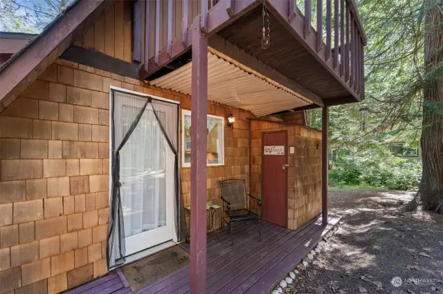 Back entry is a PNW covered porch!