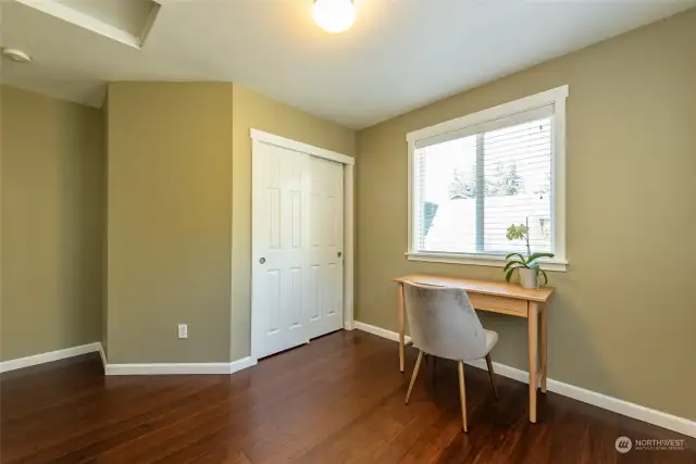 This room has plenty of wall space for furnishings and a large closet too.