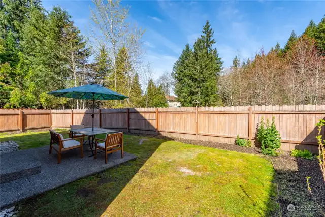 The rear years allows room for garden space and fun gatherings.