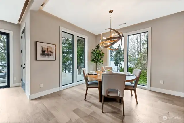 Dining area with windows to the floor