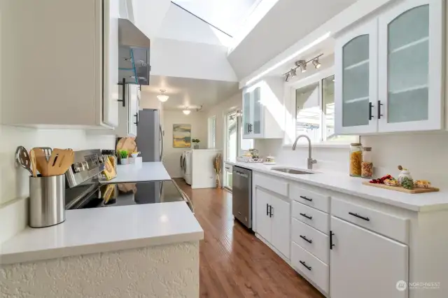 Skylight fills kitchen with natural light