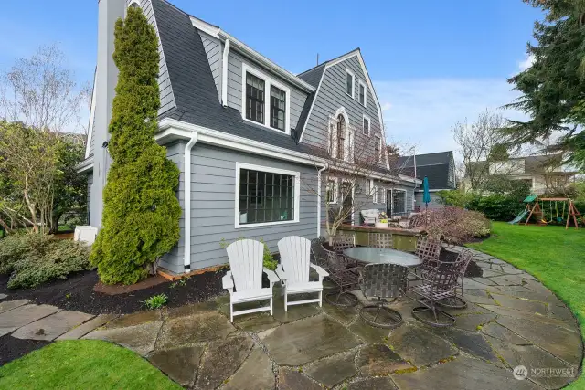 Dutch Colonial Features Stone Patio, Grass Play Area