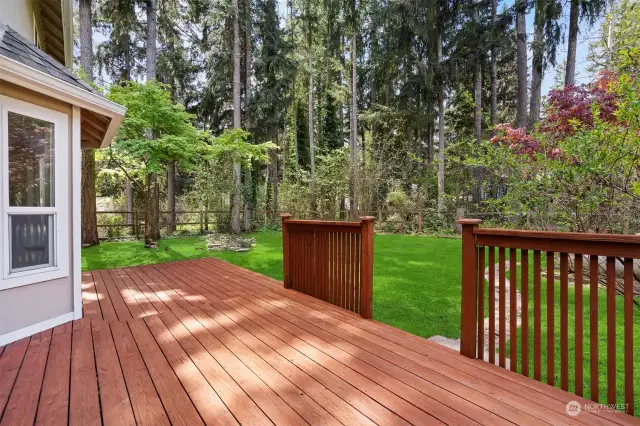 Be at one with nature in your fenced back yard, ready for your four legged friends.