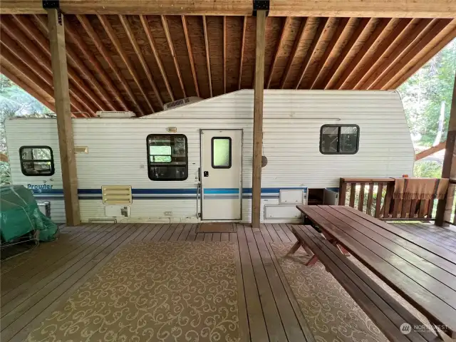 1996 trailer under cover and large covered porch