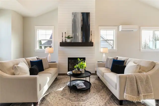 Example living custom fireplace surround