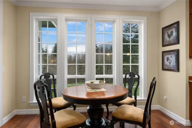 Breakfast nook with mountain views