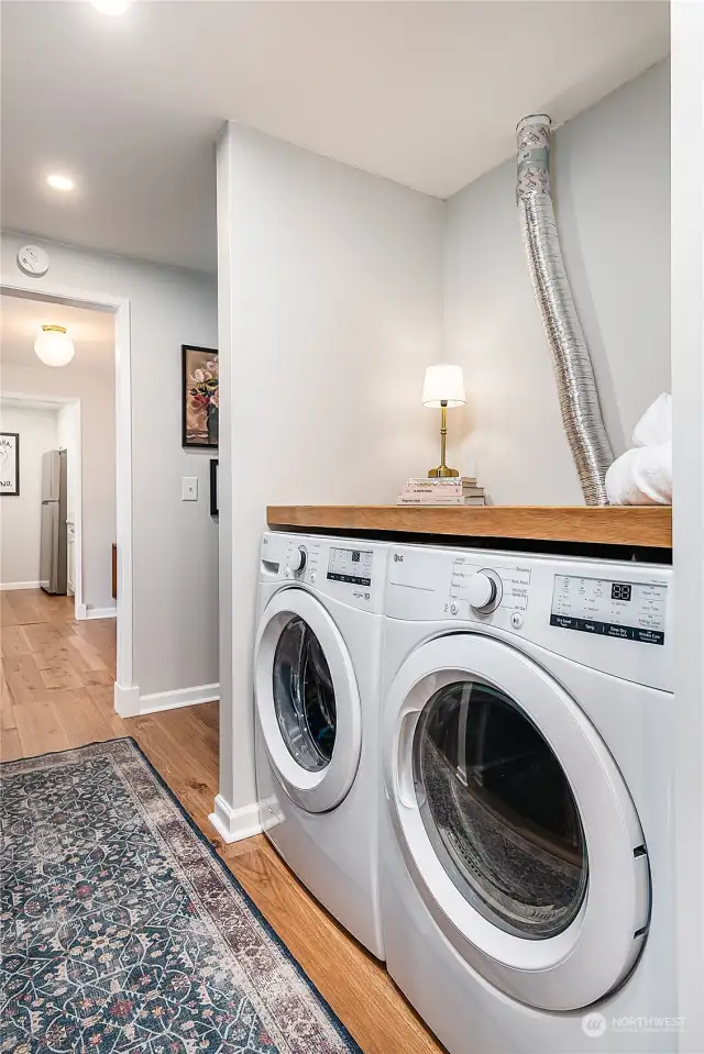 New Front Loading, High-End Washer & Dryer with New Stylish Floating Laundry Folding Counter (lifts up for convenience)