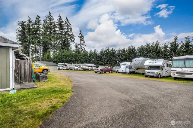 RV Parking on site for a monthly fee.