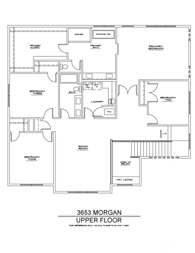 Floorplan for reference only; actual floorplan may vary. Seller reserves right to make changes without notice.