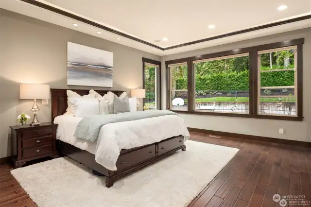 Sumptuous primary bedroom on the main floor.