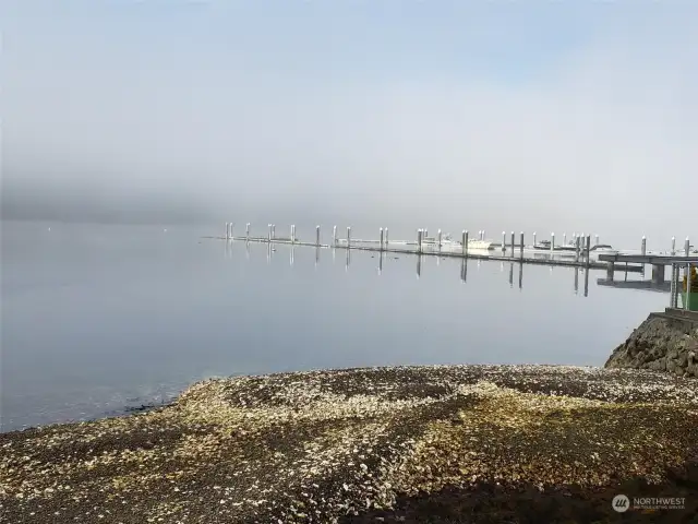 Boat launch on a foggy day.