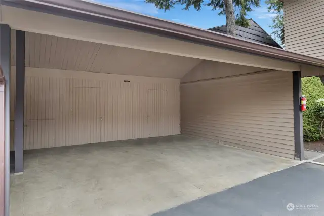 The carport has walls on three sides and better protects your vehicles from the elements.