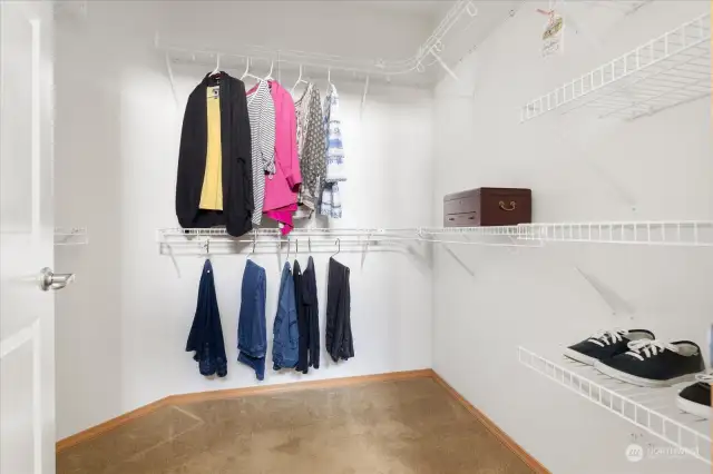 Walk in closet is accessed from primary bath.