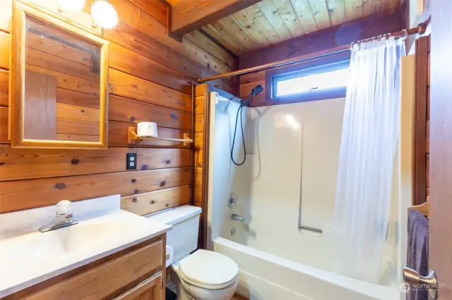 One of two bathrooms in cabin.