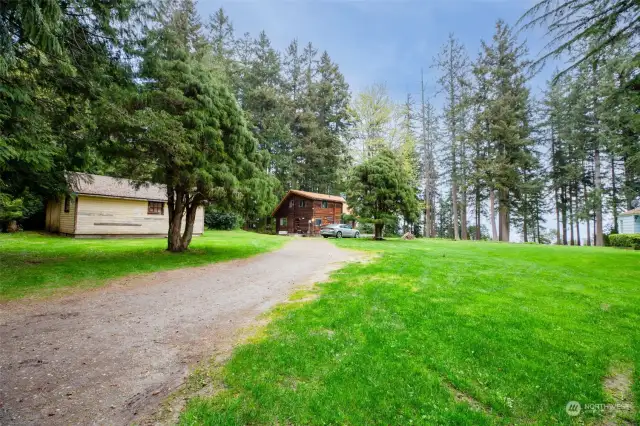 Welcome home!  This charming cabin (34266 Pilot Point Rd. NE) could be remodeled, or you could build your dream waterfront home.
