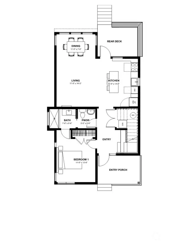 The main level includes living, dining, bedroom, bath and laundry enabling single level living.