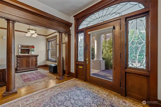 You will be enchanted by the original woodwork and  leaded glass as you enter.