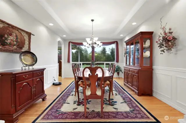The Formal Dining Room has lots of room for entertainment and holiday gatherings.
