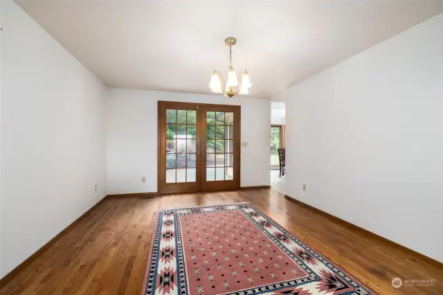 Actual Dining Room with French Doors to back patio
