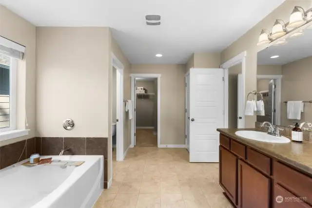 The water closet offers added privacy when several individuals are using the bathroom.