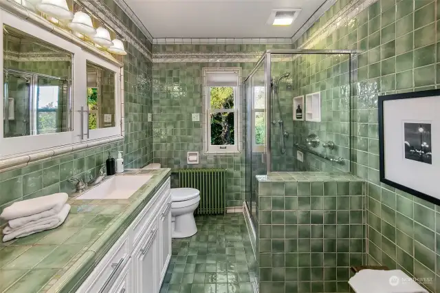 One of 3 bathrooms on the main level of the home.