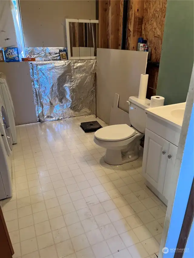 Partially finished bathroom