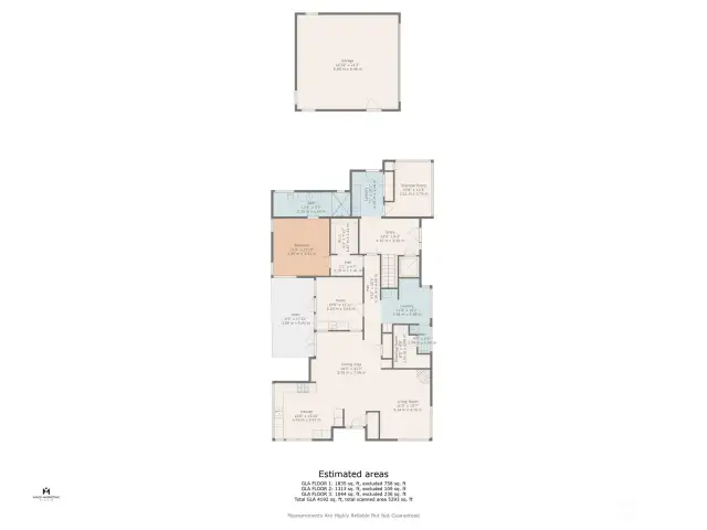 Main Level Floor Plans Include The Attached ADU And The Large Detached Garage.