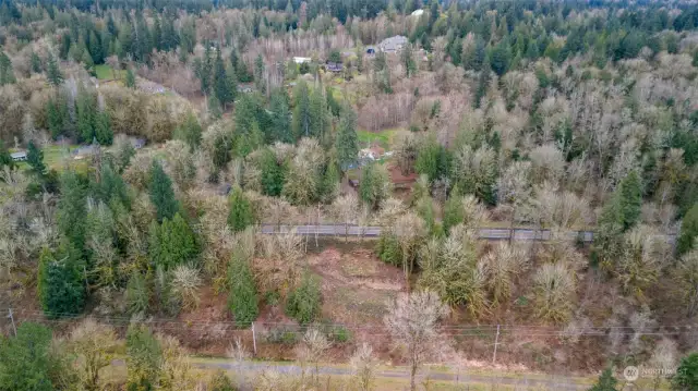 Aerial view shows the clearing that has already bee done.