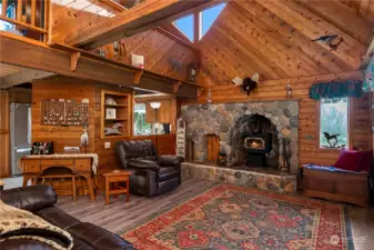 Warm living room with and amazing wood stove