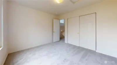 The second bedroom has a large closet.