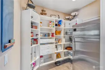 Large walk-in pantry near the kitchen. California Closet systems here too.