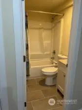 The ground level full bathroom.