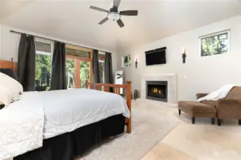ELEGANT MASTER SUITE ON MAIN FLOOR W/FIREPLACE AND FRENCH DOORS THAT OPEN TO THE GROUNDS