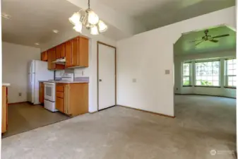 Kitchen, dining and living room in unit 35615