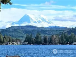 One-of-a-Kind Property! Full View Breathtaking Mt Rainier, 3.2 Expandable Acres, & 100 ft of No Bank Lakefront!