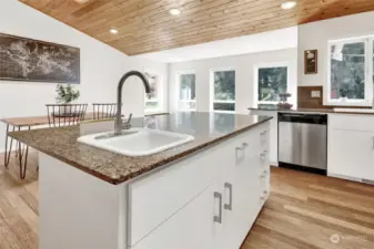 What a cheerful kitchen! The skylights really make it light and bright!
