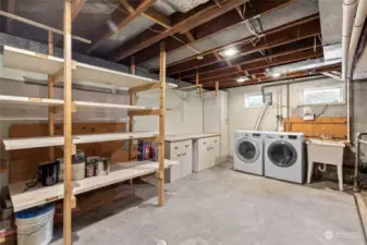 Basement laundry and storage area