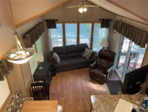View of living area from loft