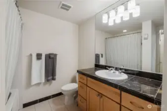 lots of storage in this bathroom