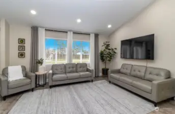 Living room with luxury laminate vinyl flooring