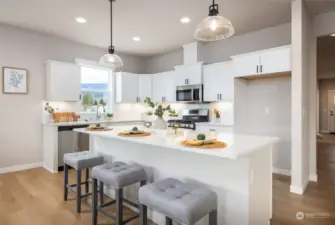 Light, bright and white kitchen with quartz countertops