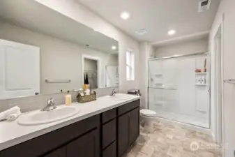 Pictures are for representational purposes only, colors and features may vary. Private bath off primary bedroom now features QUARTZ countertop and undermount sinks!