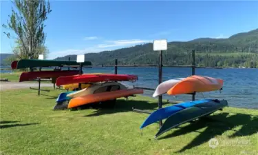 Kayak racks for rent at all lake beaches