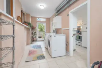 Bright, spacious  and practical, the utility room has loads of space and sits behind the kitchen.