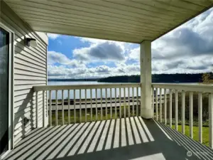 Spacious Covered deck with beautiful view of Sinclair Inlet