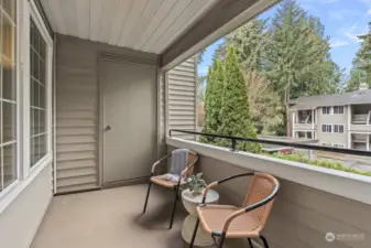 Private covered deck, with extra storage